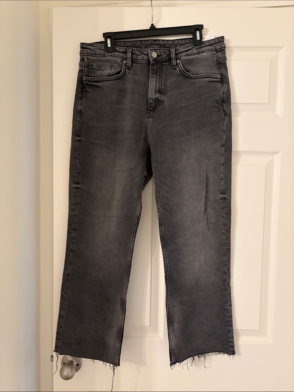 Woman’s  Washed Black cropped and straight Zara jeans size US 14